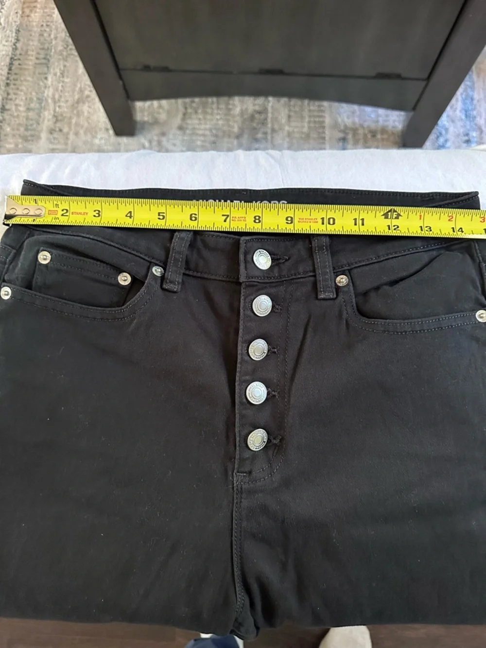 Michael Kors Black Button Fly Jeans Cropped Raw‎ Hem Straight Leg Women's Size 8
